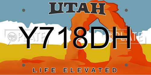 Y718DH Utah License Plate