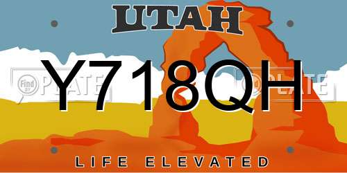 Y718QH Utah License Plate