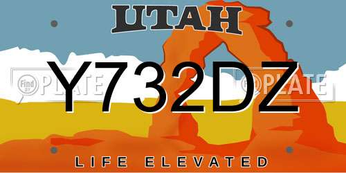 Y732DZ Utah License Plate