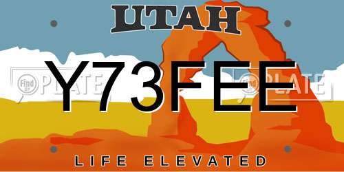 Y73FEE Utah License Plate