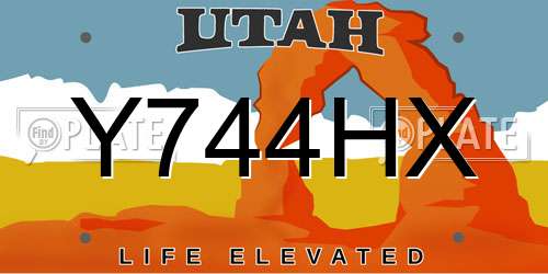 Y744HX Utah License Plate