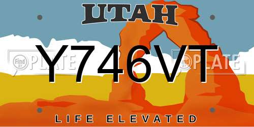 Y746VT Utah License Plate
