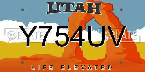 Y754UV Utah License Plate