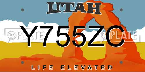Y755ZC Utah License Plate