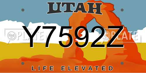 Y7592Z Utah License Plate