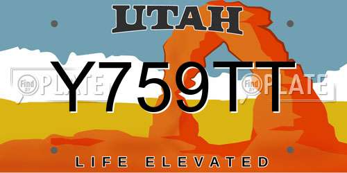 Y759TT Utah License Plate