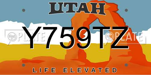 Y759TZ Utah License Plate