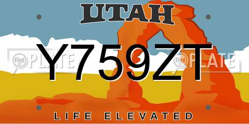 Y759ZT Utah License Plate