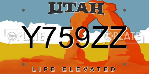 Y759ZZ Utah License Plate