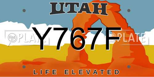 Y767F Utah License Plate