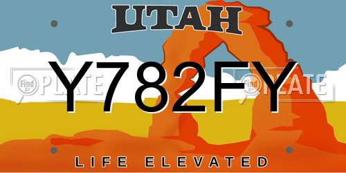Y782FY Utah License Plate