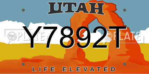 Y7892T Utah License Plate