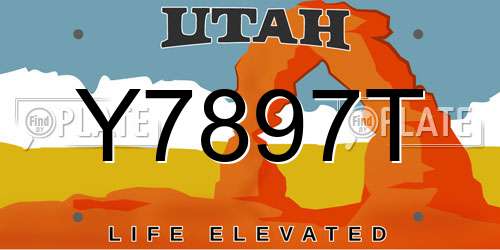 Y7897T Utah License Plate