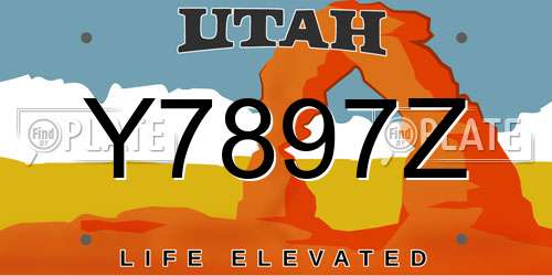 Y7897Z Utah License Plate