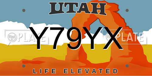 Y79YX Utah License Plate