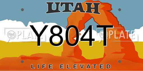 Y804T Utah License Plate