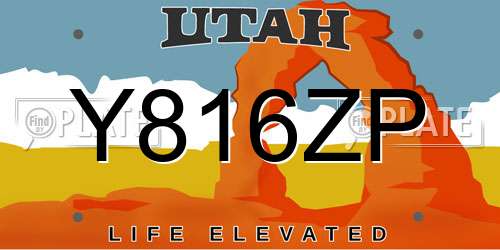 Y816ZP Utah License Plate