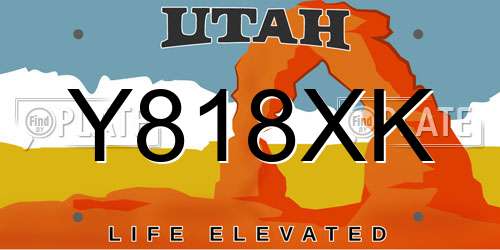 Y818XK Utah License Plate