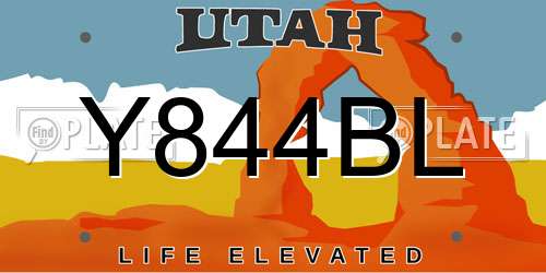 Y844BL Utah License Plate