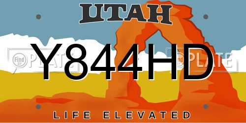 Y844HD Utah License Plate