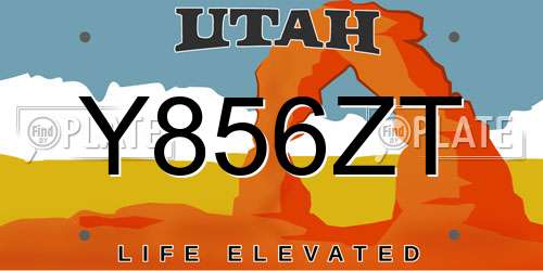 Y856ZT Utah License Plate