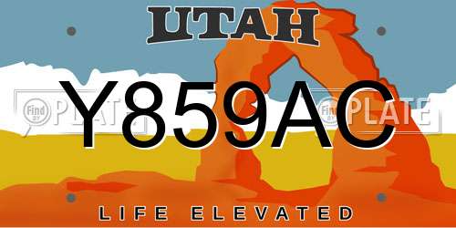 Y859AC Utah License Plate