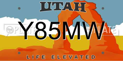 Y85MW Utah License Plate
