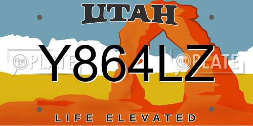 Y864LZ Utah License Plate
