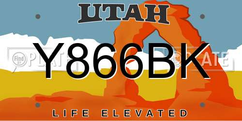 Y866BK Utah License Plate