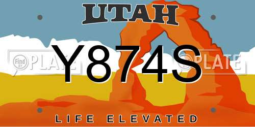 Y874S Utah License Plate
