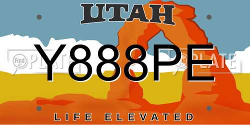 Y888PE Utah License Plate