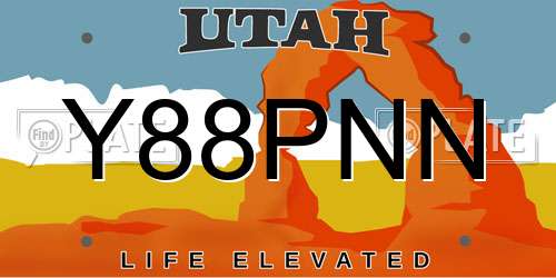 Y88PNN Utah License Plate