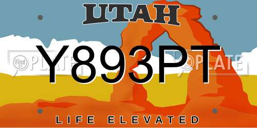 Y893PT Utah License Plate