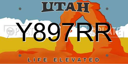 Y897RR Utah License Plate