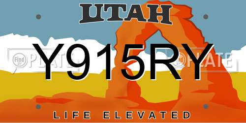 Y915RY Utah License Plate