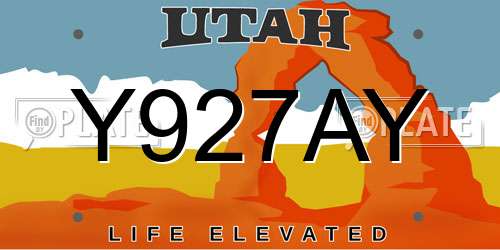 Y927AY Utah License Plate