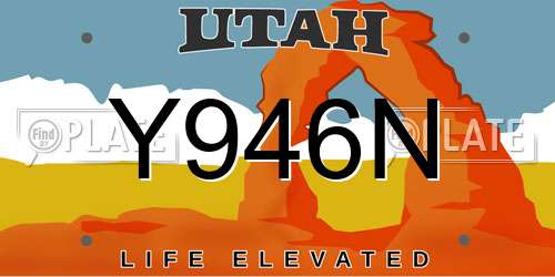 Y946N Utah License Plate