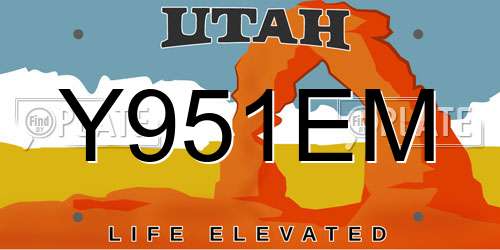 Y951EM Utah License Plate