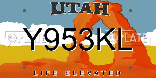 Y953KL Utah License Plate