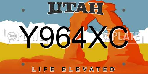 Y964XC Utah License Plate