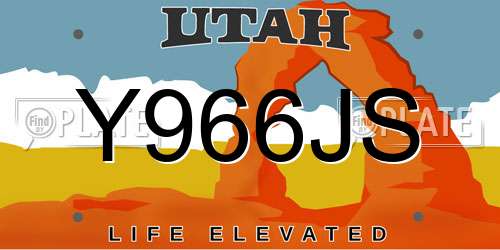 Y966JS Utah License Plate