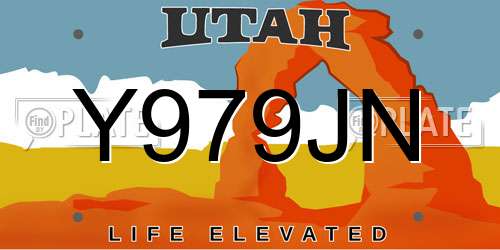 Y979JN Utah License Plate