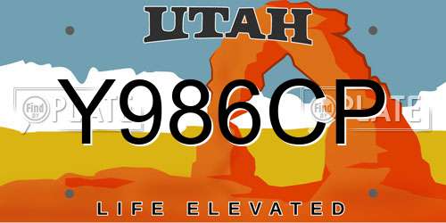 Y986CP Utah License Plate