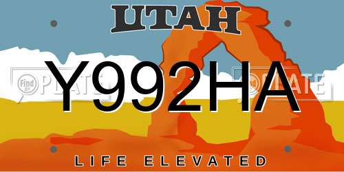 Y992HA Utah License Plate