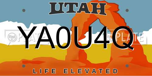 YA0U4Q Utah License Plate