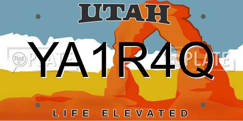 YA1R4Q Utah License Plate