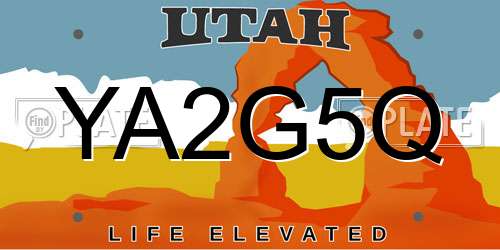 YA2G5Q Utah License Plate