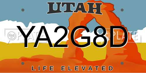 YA2G8D Utah License Plate