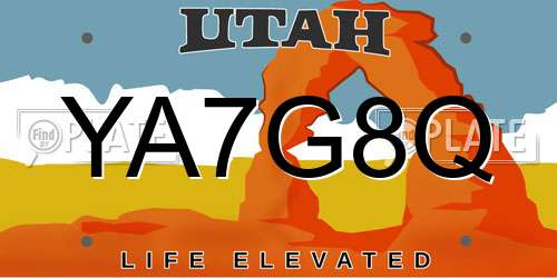 YA7G8Q Utah License Plate