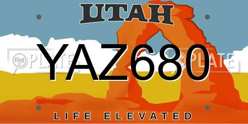 YAZ680 Utah License Plate